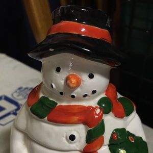 Christmas Ceramic Snowman Mini Jar